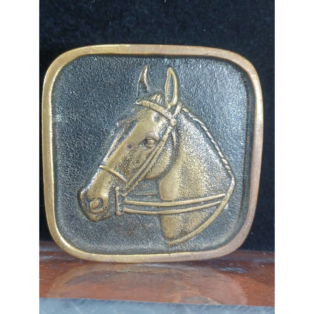 Brass Horse Belt Buckle BTS Made In USA Western Rodeo Cowboy Farm Embossed - Picture 5 of 6